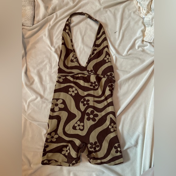 Urban Outfitters Pants - Urban Outfitters: Out from Under Fitted Brown and Tan Romper Size Medium